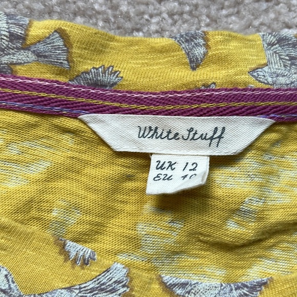 White Stuff Yellow Long Sleeve Tie Front Top Size US 8/UK 12 - Picture 4 of 6